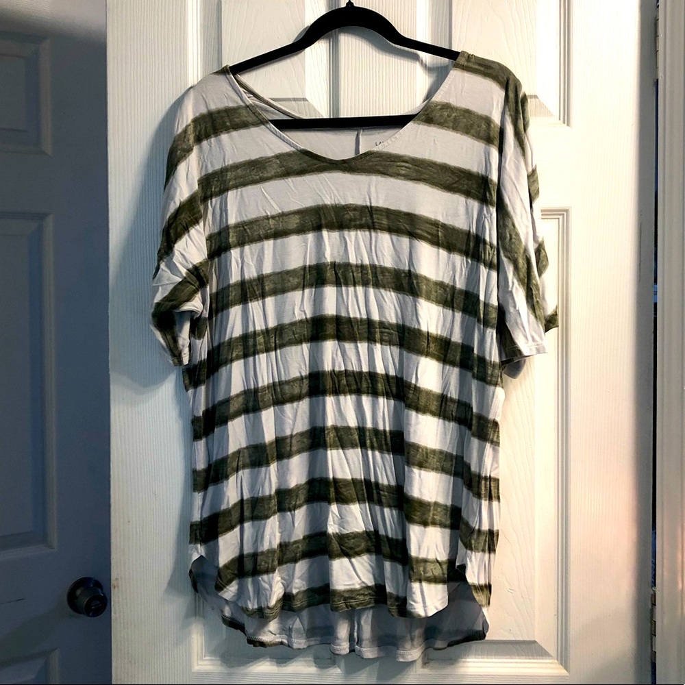 EUC green striped top, size 14/16